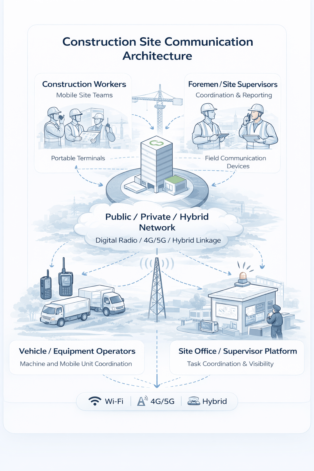 Construction site communication architecture diagram