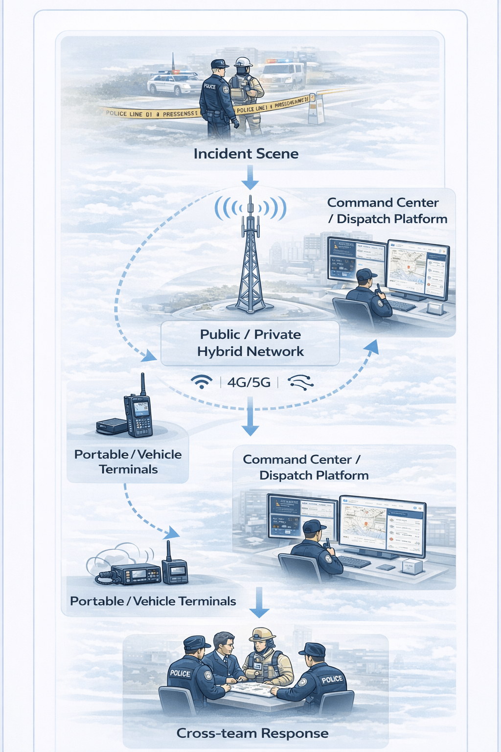 Emergency command communication architecture diagram