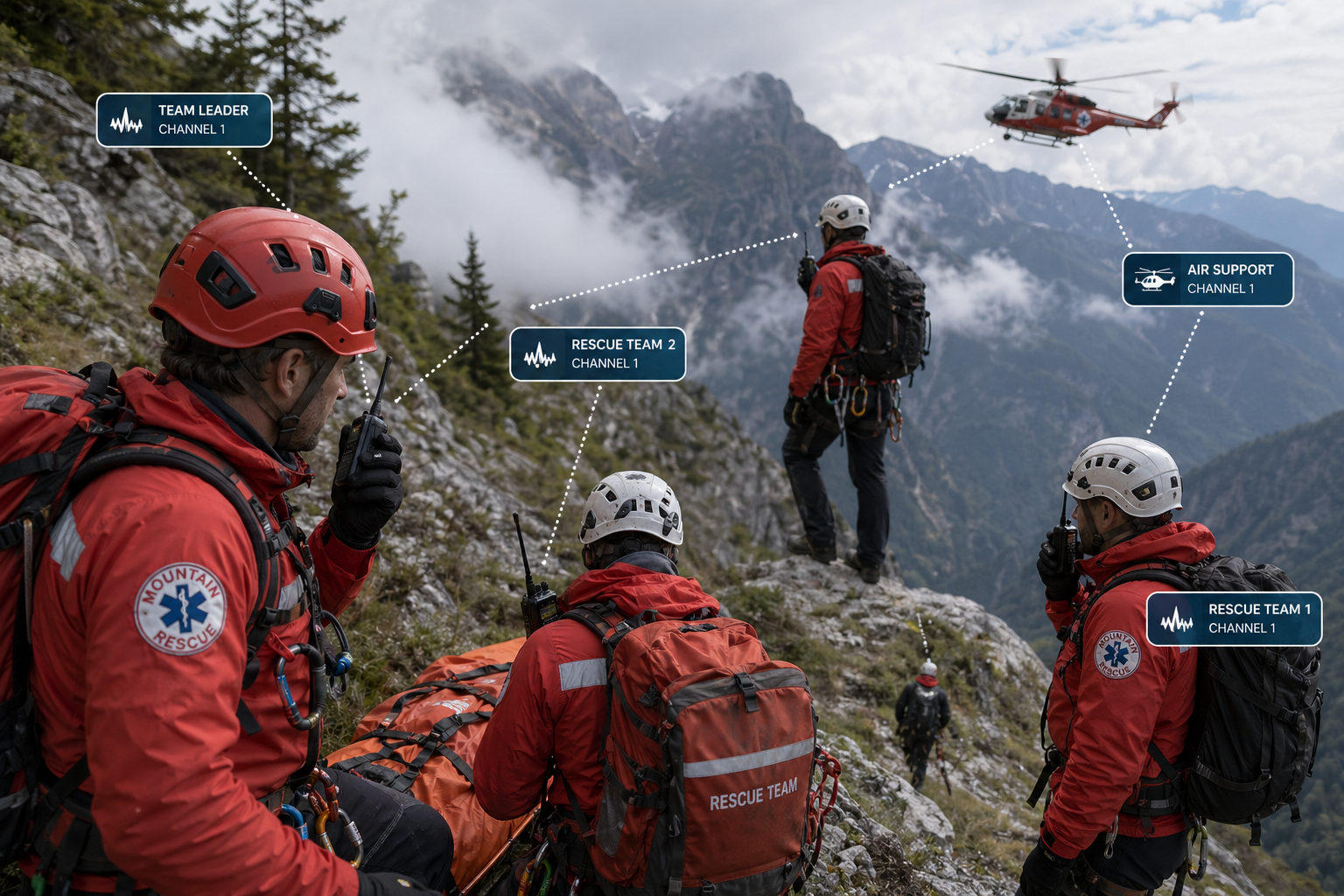 Mountain emergency communication support