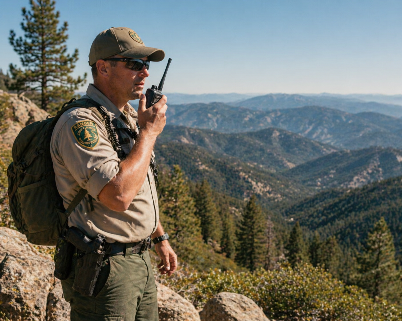 Mountain patrol personnel using radio terminal