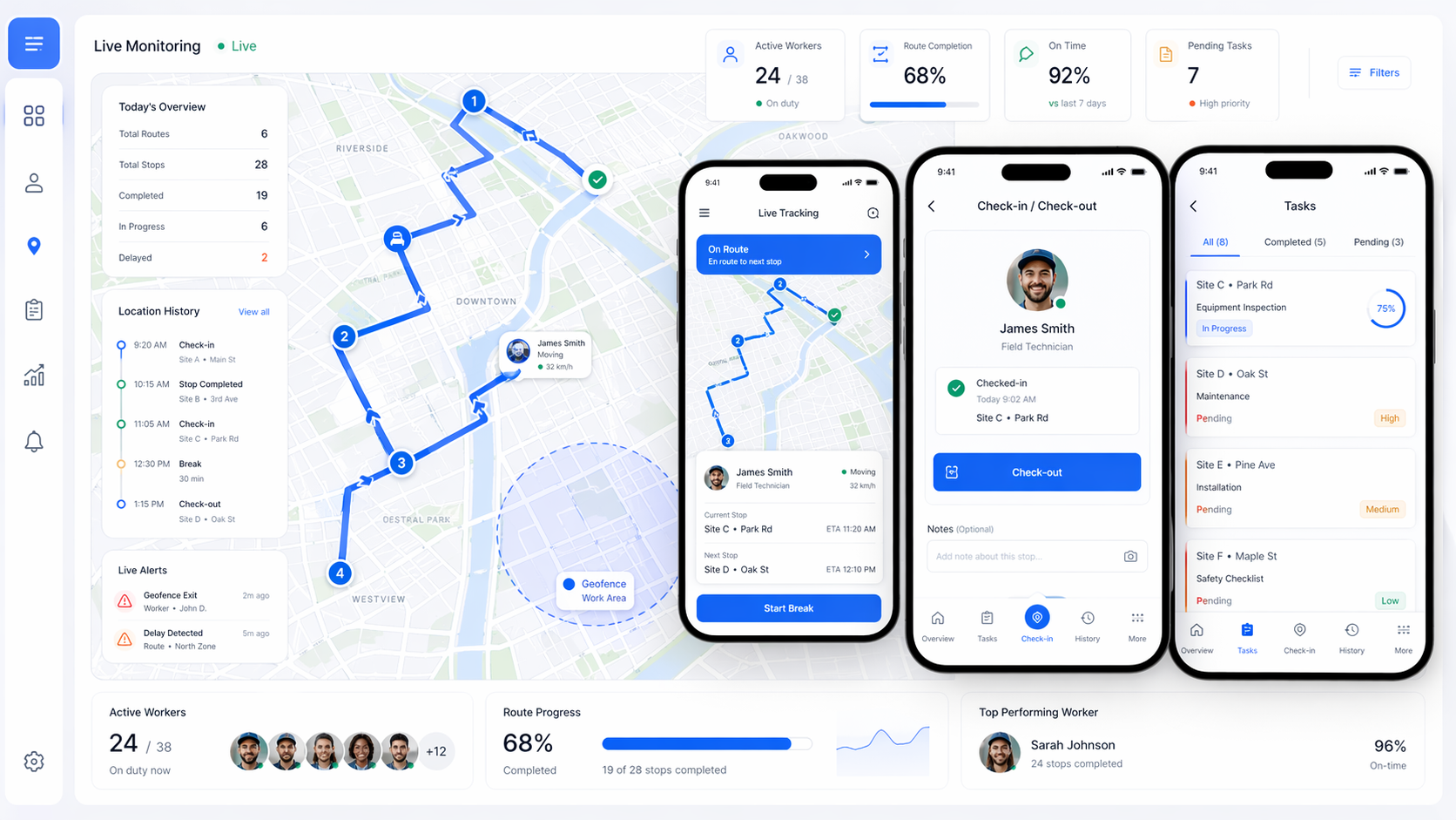 Location monitoring and route tracking
