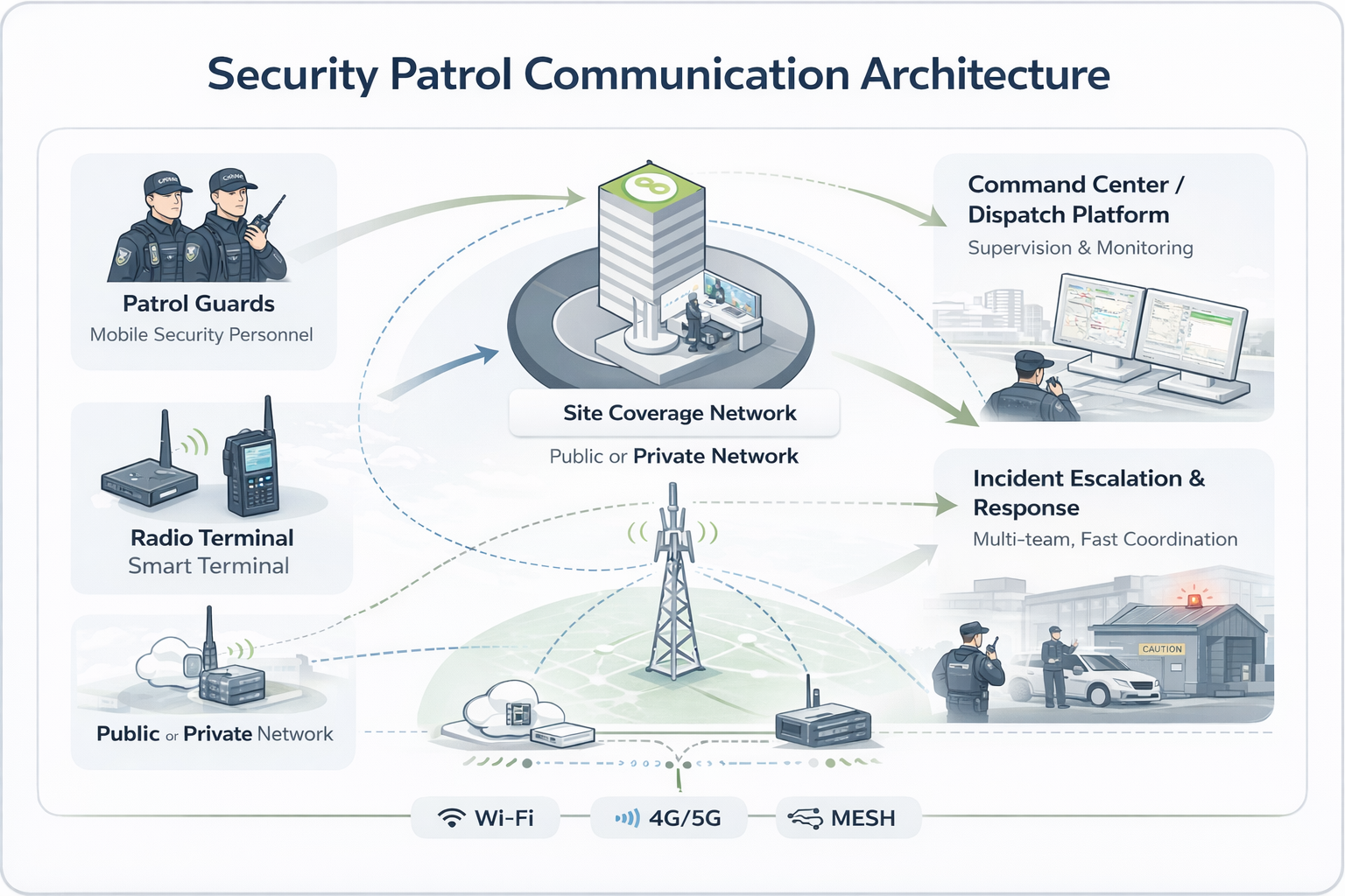 Security patrol communication architecture diagram